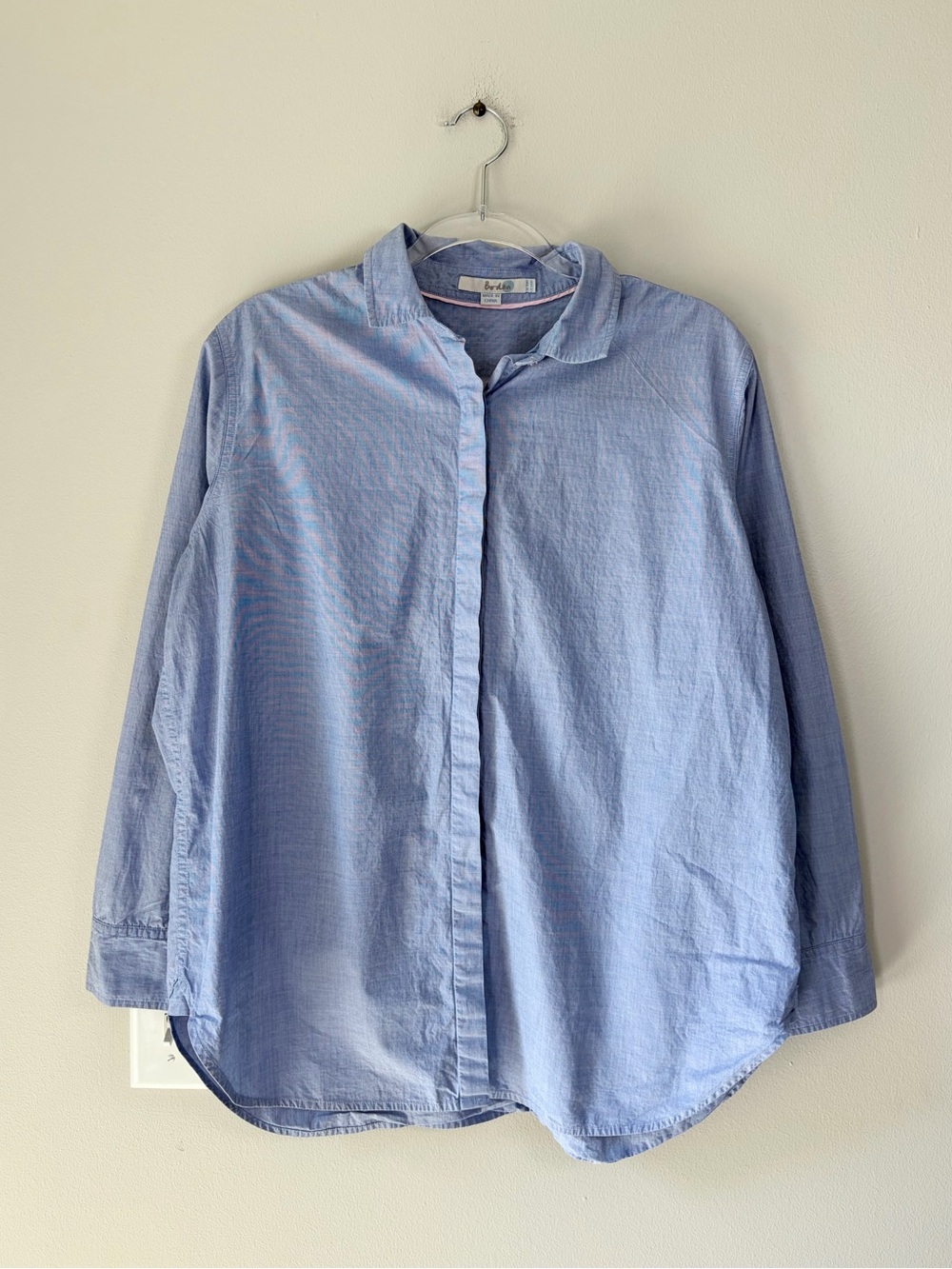 Boden Light Blue Cotton Hidden Button Long Sleeve Button Down Shirt